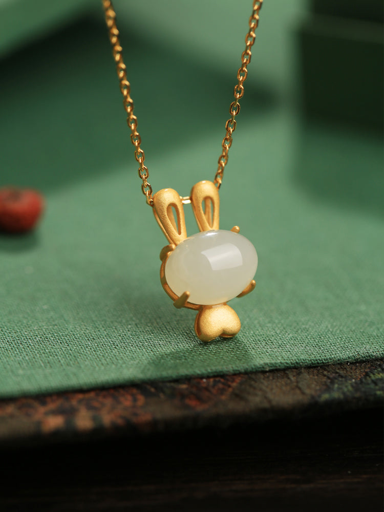 Cute Bunny Jade Necklace ｜ Stylish Jade Jewelry