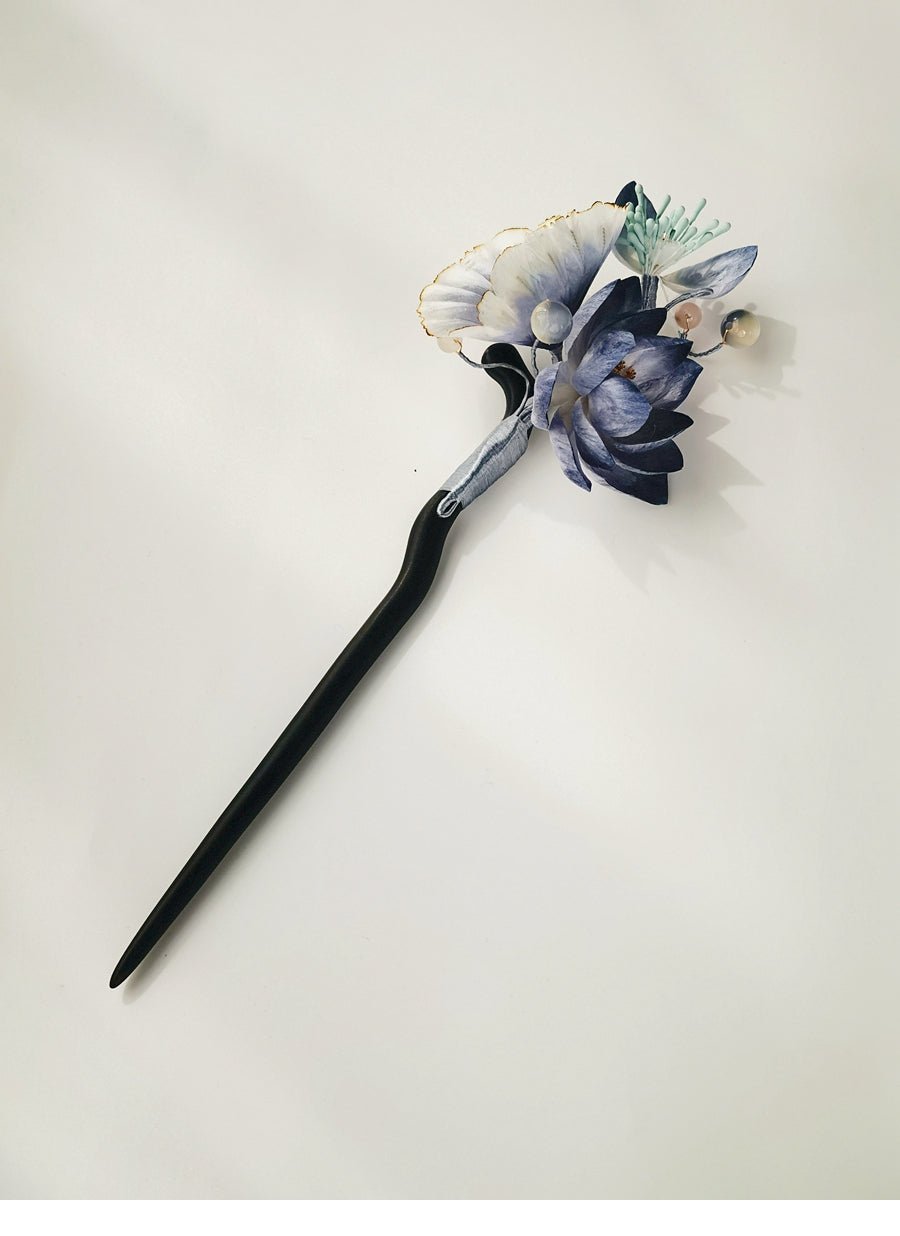 Azure Piercer Velvet Flower Hairpin - Velvet Flower - ORIENTGEM