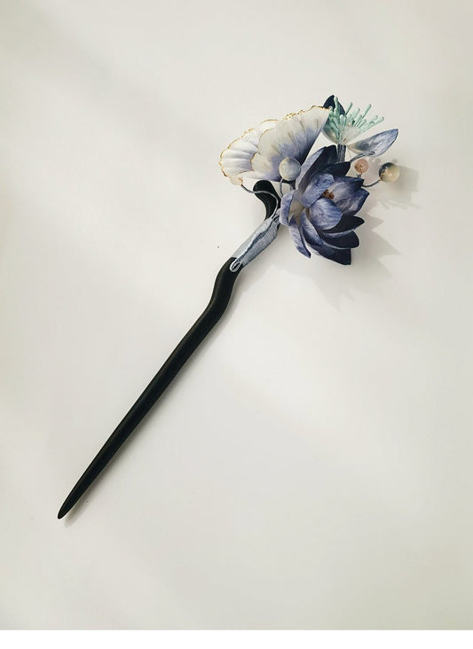 Azure Piercer Velvet Flower Hairpin - Velvet Flower - ORIENTGEM