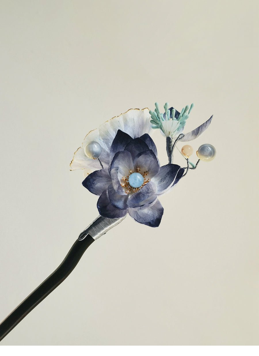 Azure Piercer Velvet Flower Hairpin - Velvet Flower - ORIENTGEM
