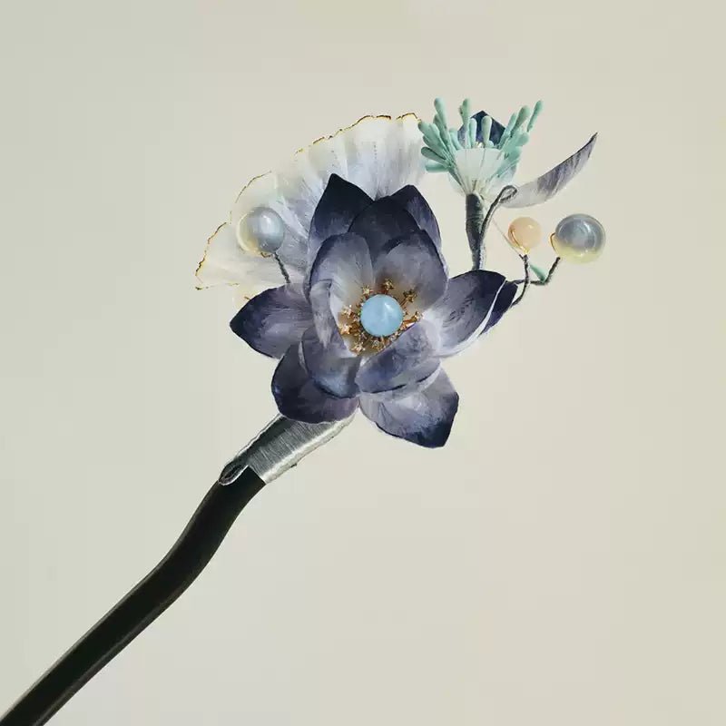 Azure Piercer Velvet Flower Hairpin - Velvet Flower - ORIENTGEM