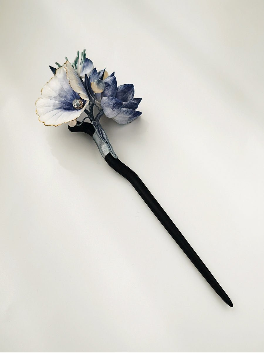 Azure Piercer Velvet Flower Hairpin - Velvet Flower - ORIENTGEM
