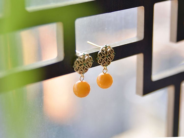 Beeswas Jade Earrings- Jade Jewelry -Silver Earrings -Sterling Silver Earrings - ORIENTGEM