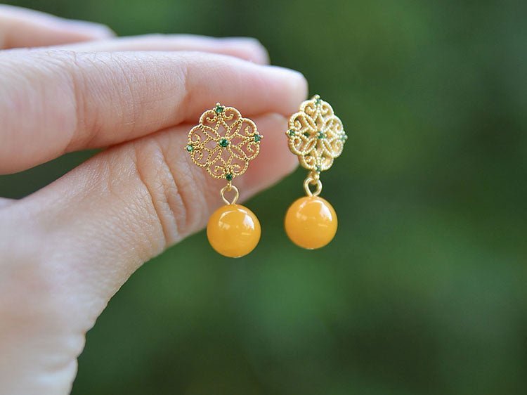 Beeswas Jade Earrings- Jade Jewelry -Silver Earrings -Sterling Silver Earrings - ORIENTGEM