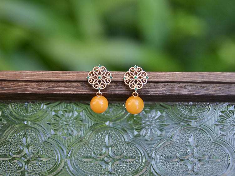 Beeswas Jade Earrings- Jade Jewelry -Silver Earrings -Sterling Silver Earrings - ORIENTGEM