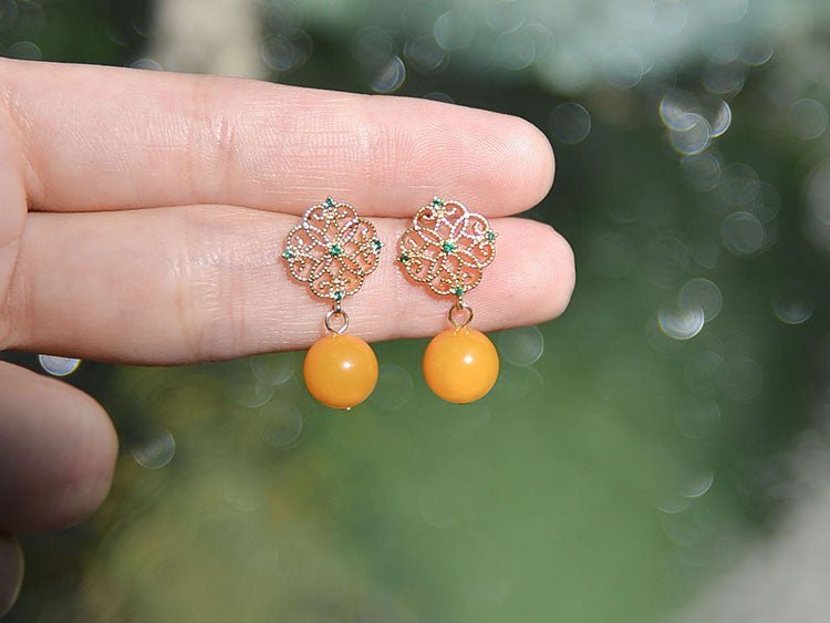 Beeswas Jade Earrings- Jade Jewelry -Silver Earrings -Sterling Silver Earrings - ORIENTGEM