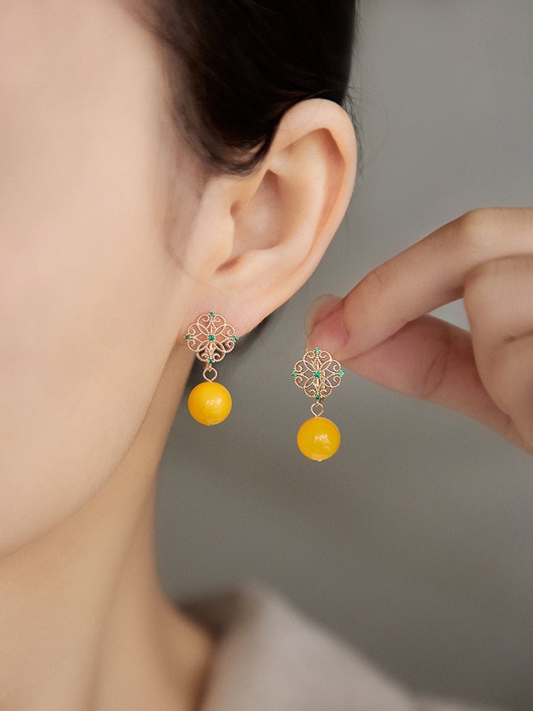 Beeswas Jade Earrings- Jade Jewelry -Silver Earrings -Sterling Silver Earrings - ORIENTGEM