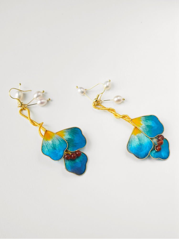 Carefree - New Chinese Style Ronghua Flower Earrings for Women - Velvet Flower - ORIENTGEM