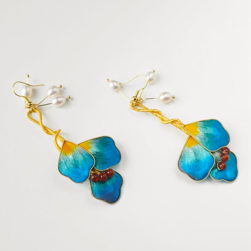 Carefree - New Chinese Style Ronghua Flower Earrings for Women - Velvet Flower - ORIENTGEM