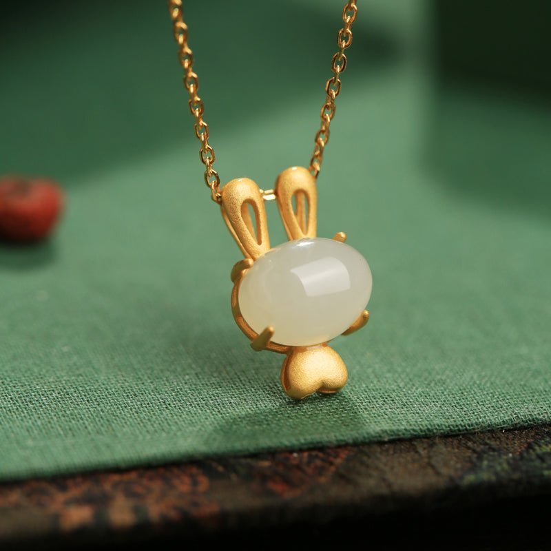 Cute Bunny Jade Necklace | Stylish Jade Jewelry - necklace - ORIENTGEM