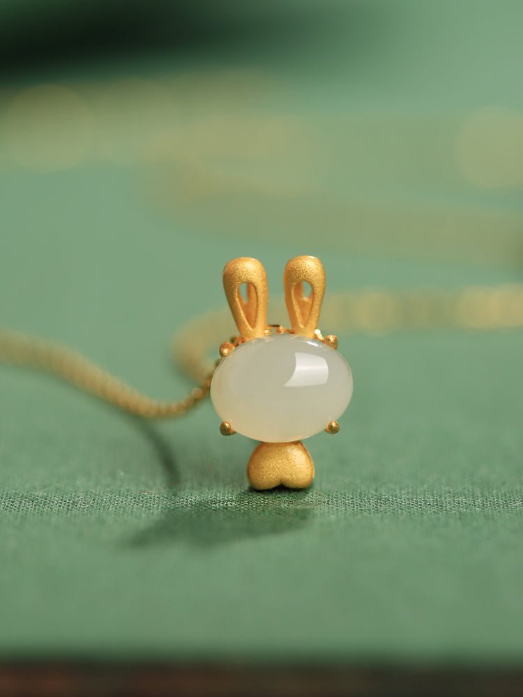 Cute Bunny Jade Necklace | Stylish Jade Jewelry - necklace - ORIENTGEM