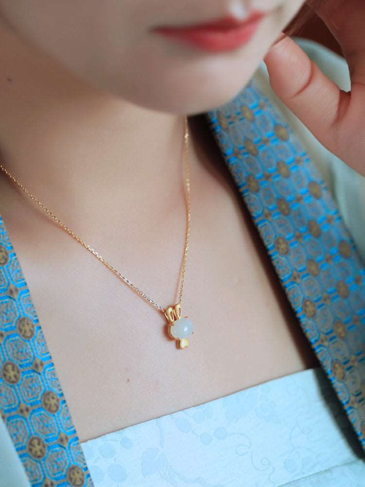 Cute Bunny Jade Necklace | Stylish Jade Jewelry - necklace - ORIENTGEM