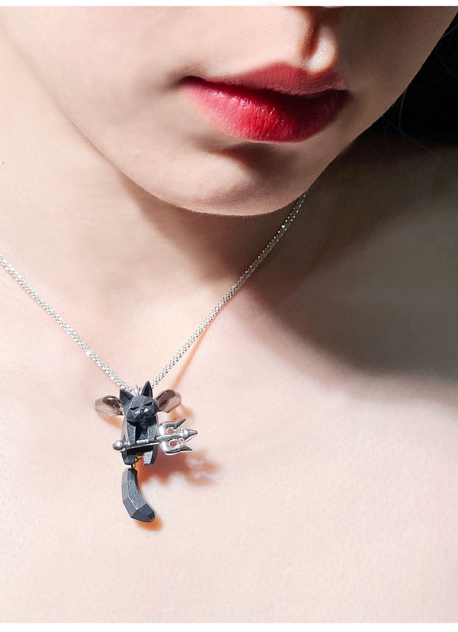 Devil Cat Necklace - earring - ORIENTGEM