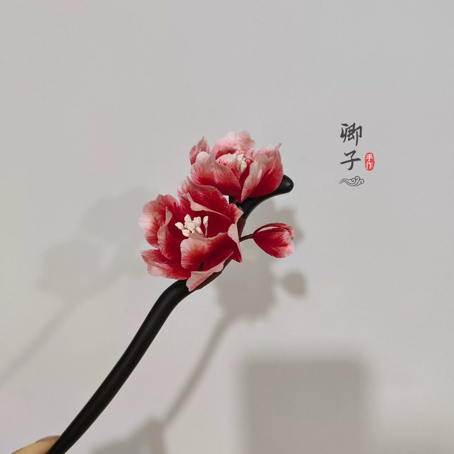 Ebony Velvet Flower Hairpin - Velvet Flower - ORIENTGEM