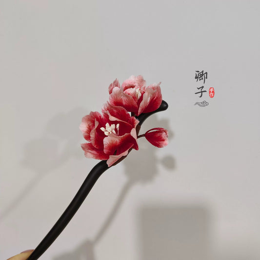 Ebony Velvet Flower Hairpin - Velvet Flower - ORIENTGEM