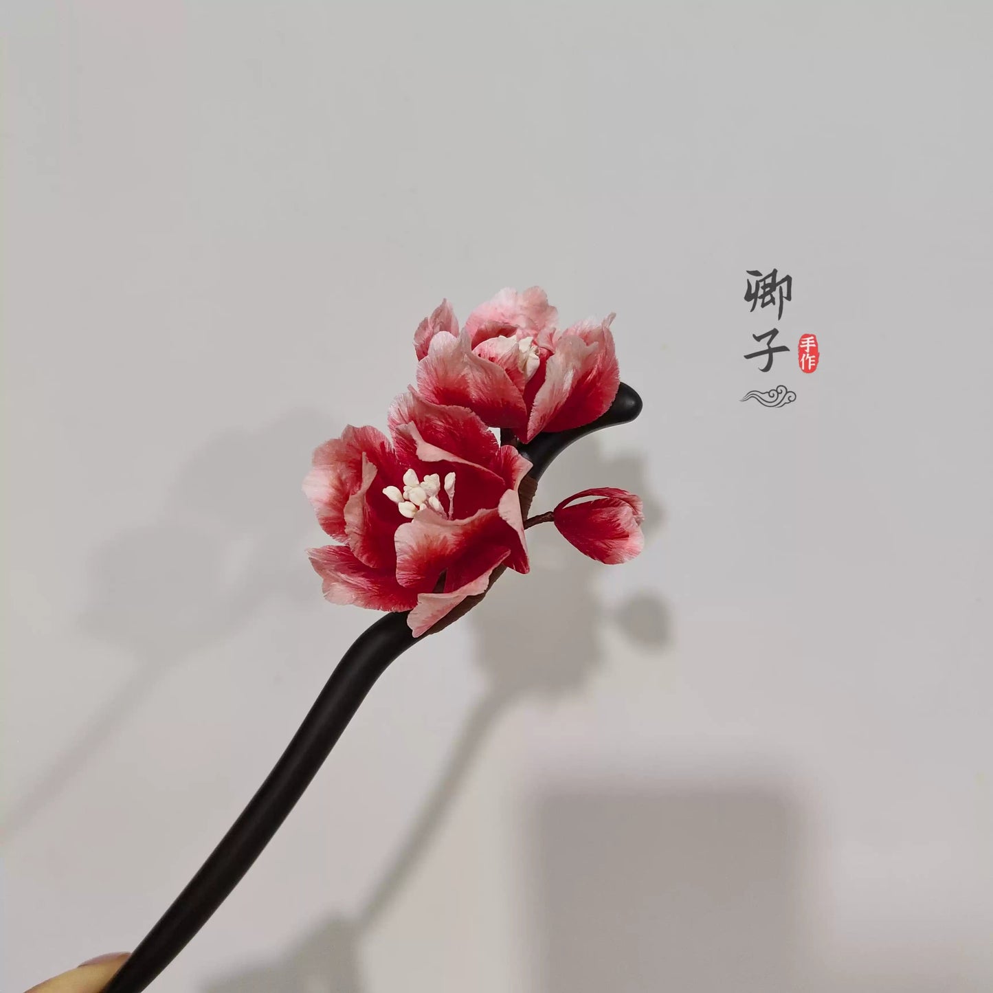 Ebony Velvet Flower Hairpin - Velvet Flower - ORIENTGEM