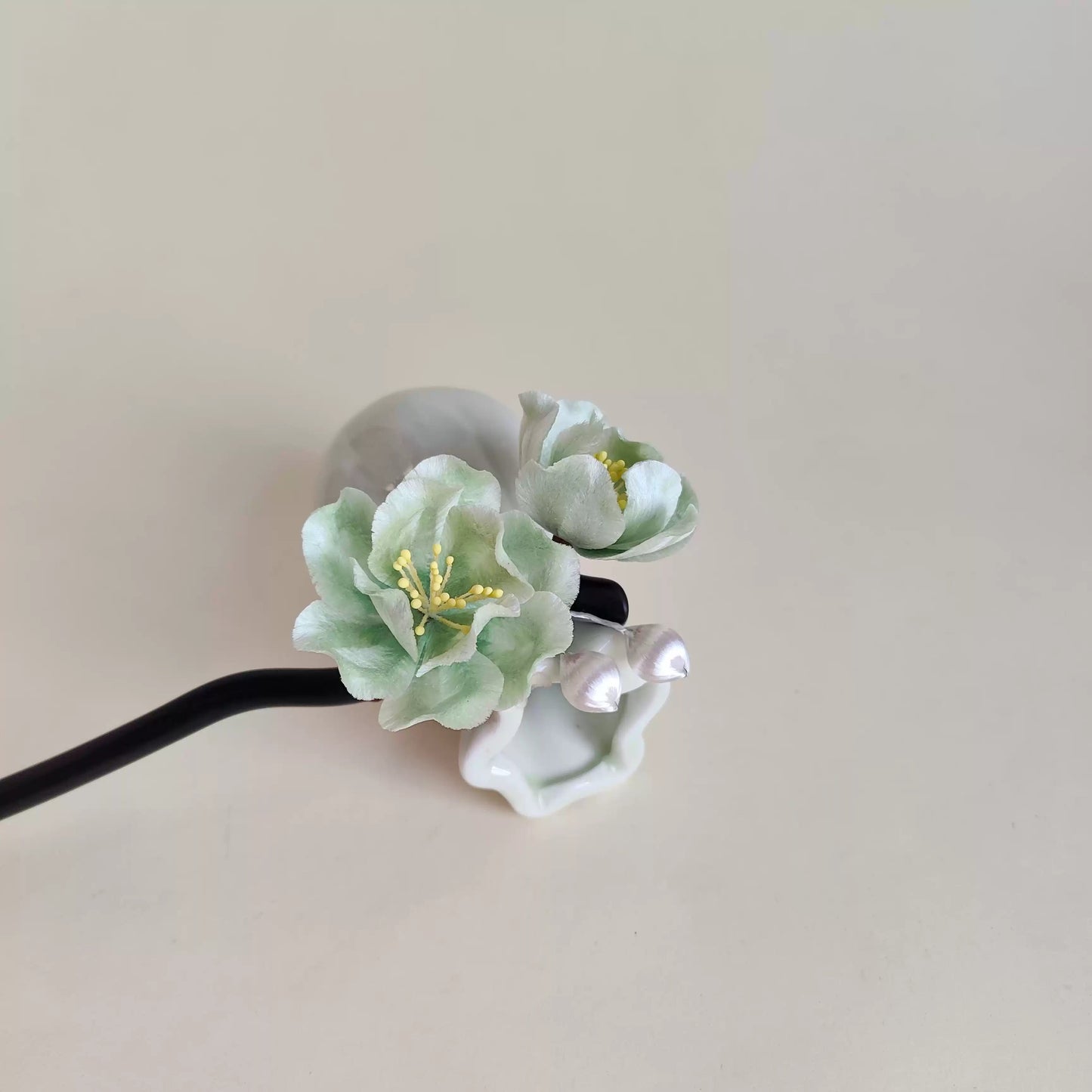 Ebony Velvet Flower Hairpin - Velvet Flower - ORIENTGEM