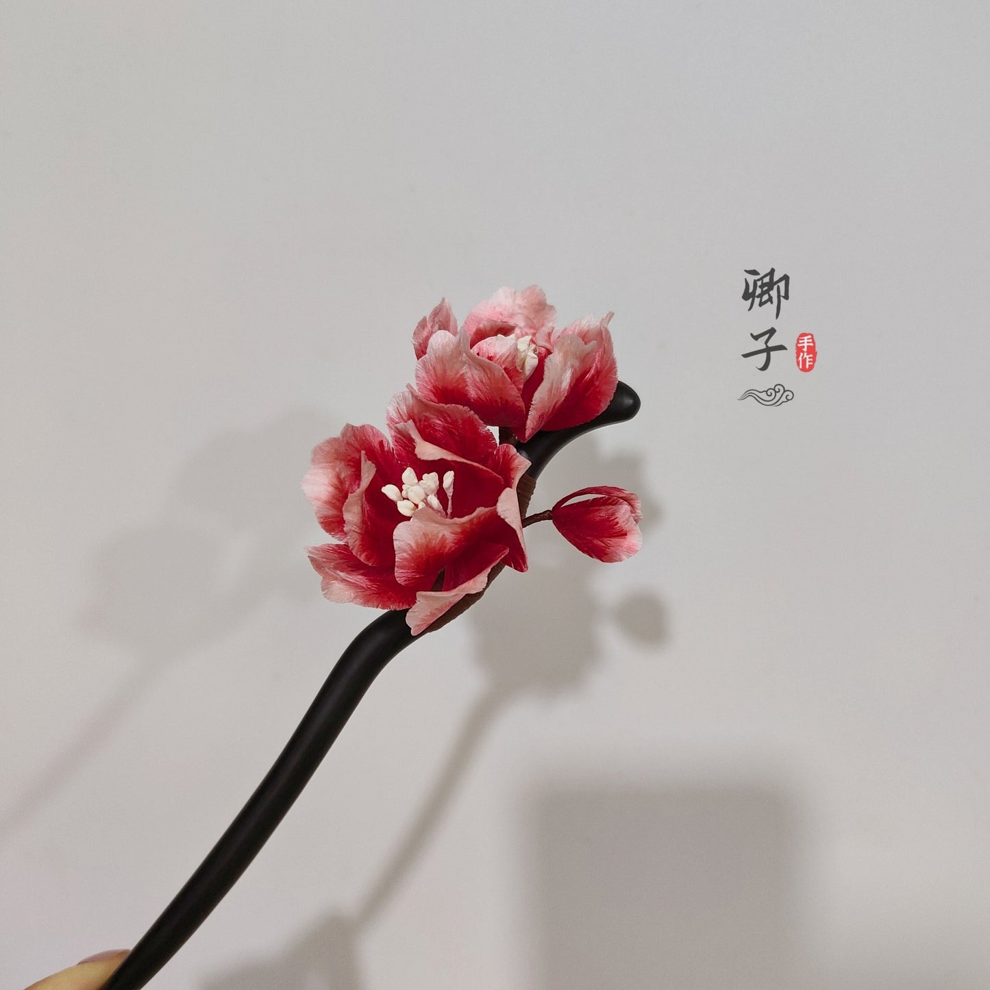 Ebony Velvet Flower Hairpin - Velvet Flower - ORIENTGEM