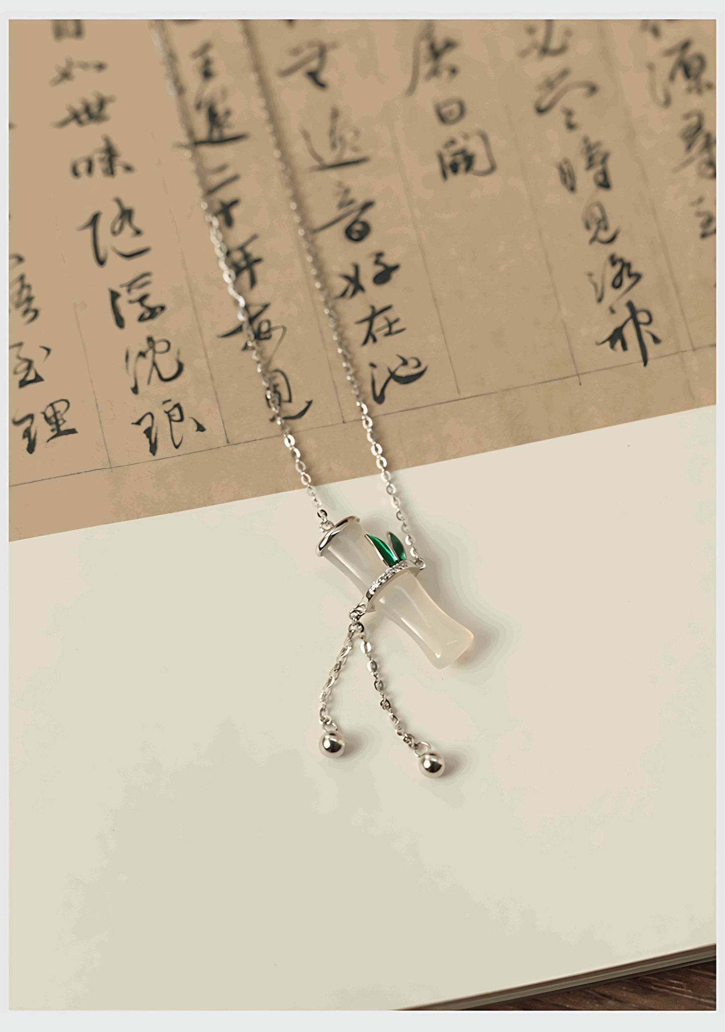 Essence jade necklace - Silver necklace - Sterling Silver Necklace - Jade jewelry -ORIENTGEM
