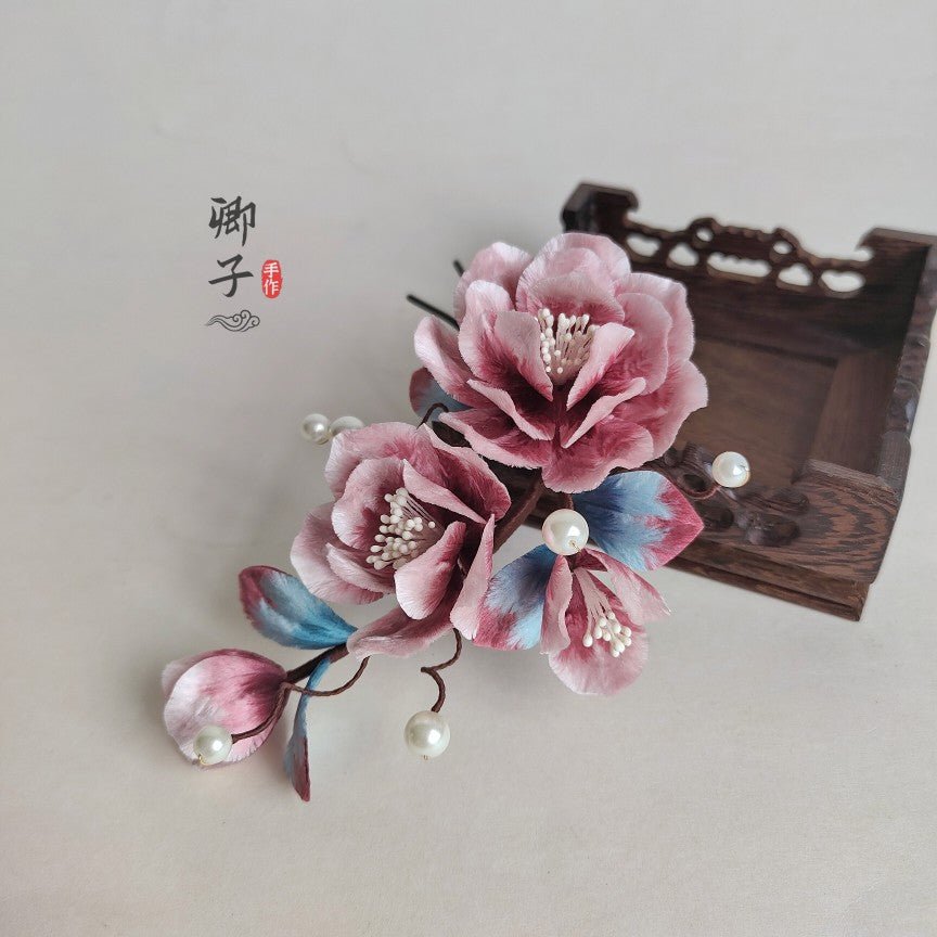 Ethereal Gauze Velvet Hairpins - Velvet Flower - ORIENTGEM