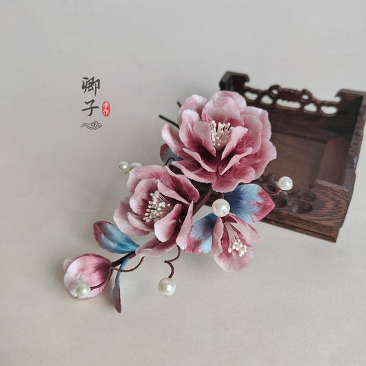 Ethereal Gauze Velvet Hairpins - Velvet Flower - ORIENTGEM