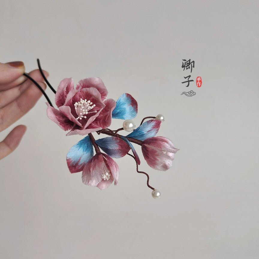 Ethereal Gauze Velvet Hairpins - Velvet Flower - ORIENTGEM