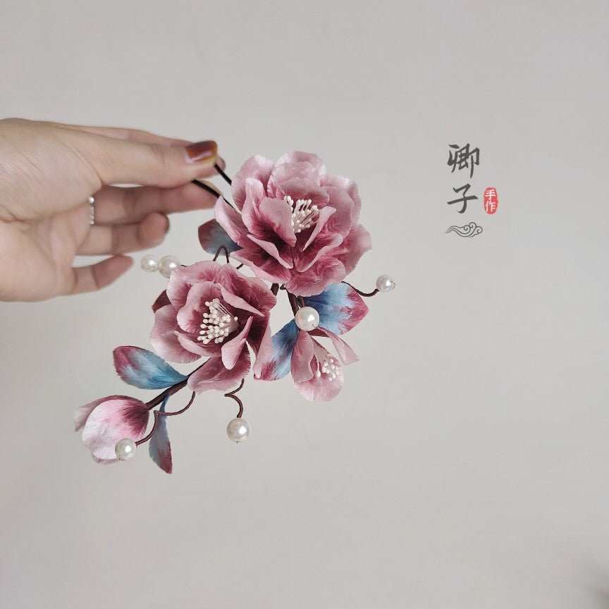 Ethereal Gauze Velvet Hairpins - Velvet Flower - ORIENTGEM