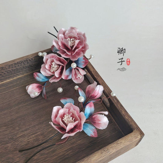 Ethereal Gauze Velvet Hairpins - Velvet Flower - ORIENTGEM