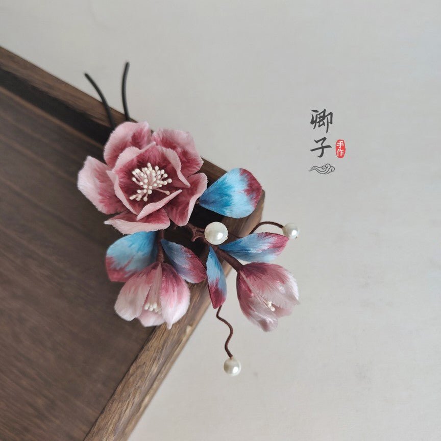 Ethereal Gauze Velvet Hairpins - Velvet Flower - ORIENTGEM