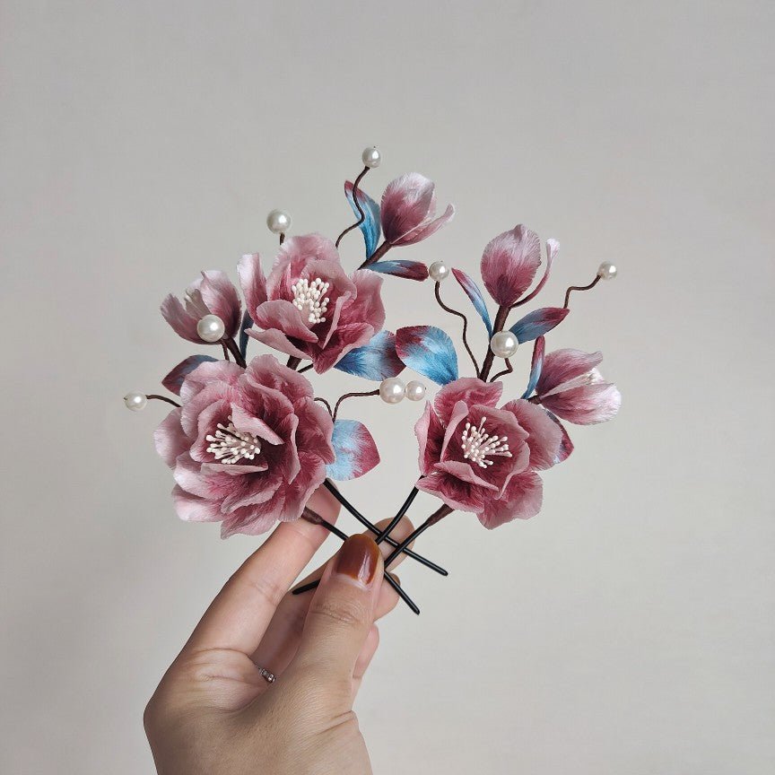 Ethereal Gauze Velvet Hairpins - Velvet Flower - ORIENTGEM