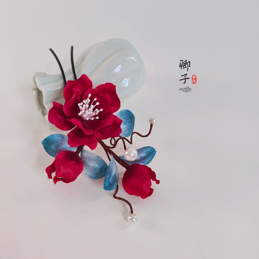 Ethereal Gauze Velvet Hairpins - Velvet Flower - ORIENTGEM