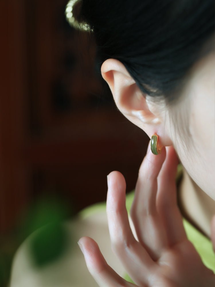 Filigree Jade Earrings | Jade Jewelry - Sterling Silver Earrings - Silver Earrings - Silver Jewelry - ORIENTGEM