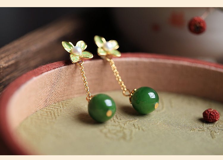 Four Leaf Clover Jade Earrings | Stylish Jewelry - OrientGem