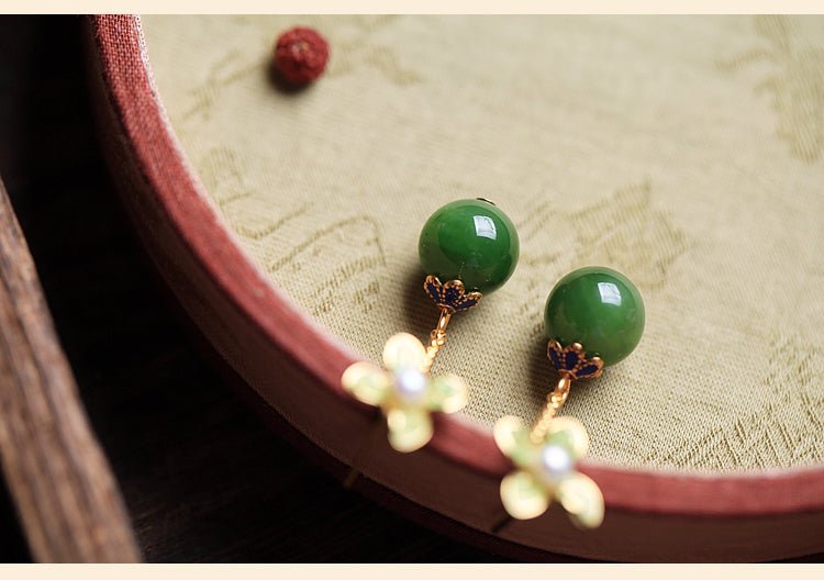Four Leaf Clover Jade Earrings | Stylish Jewelry - earring - ORIENTGEM