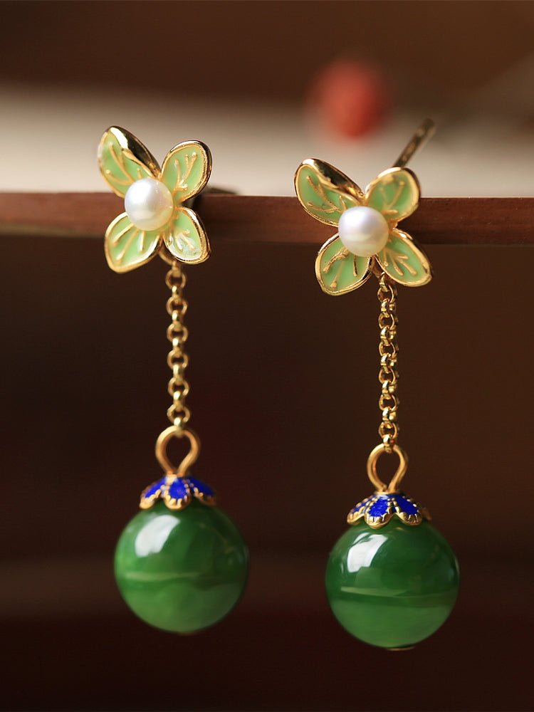 Four Leaf Clover Jade Earrings | Stylish Jewelry - OrientGem