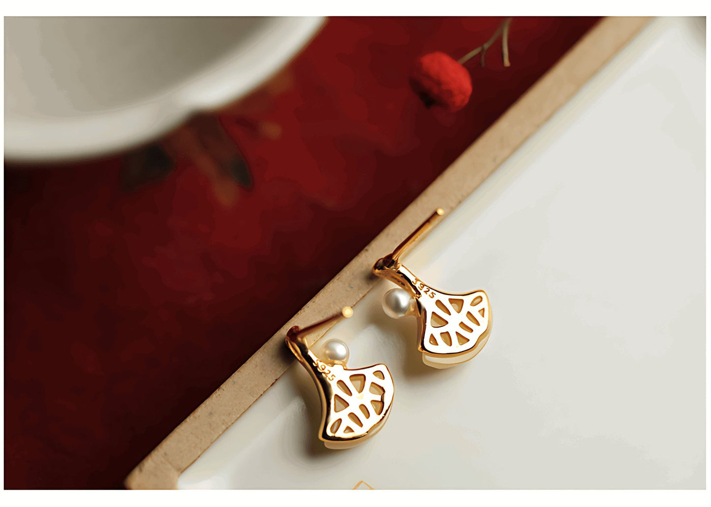 Gingko Gemstone Earrings | Gemstone Jewelry-- Jade Earrings - Jade Jewelry- Silver Earrings -Silver Jewelry- ORIENTGEM