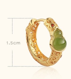 Gourd Circuit Jade Earrings | Jade Jewelr - Silver earring - Sterling Silver Earrings - Silver Jewelry -ORIENTGEM