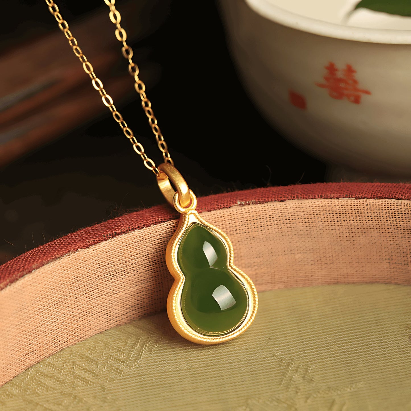 Gourd Jade Necklace | Jade Jewelry -Silver Necklace -Sterling Silver Necklace - ORIENTGEM