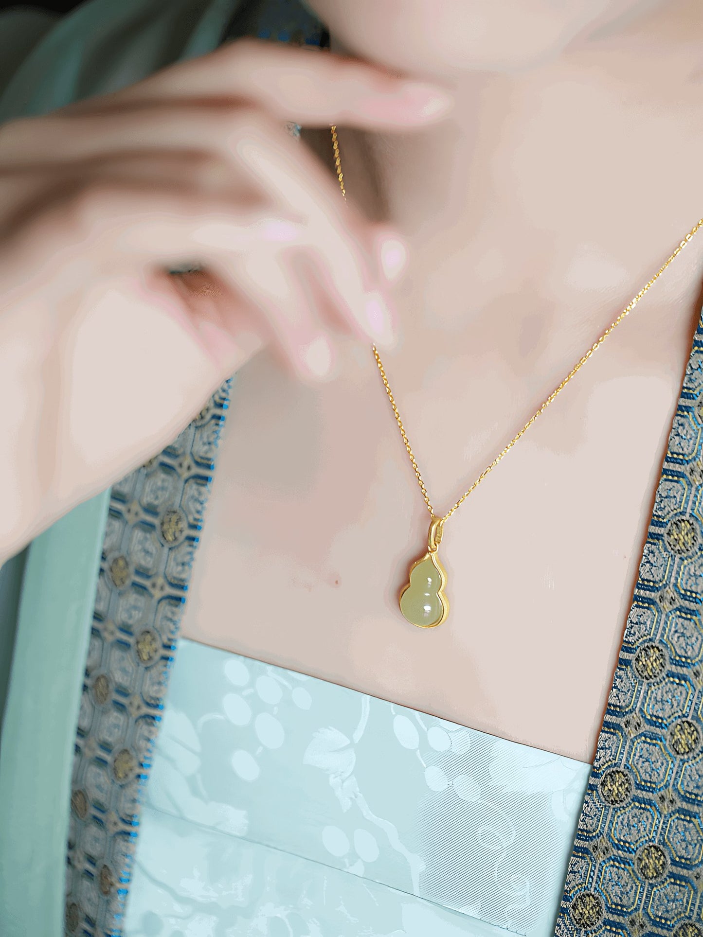 Gourd Jade Necklace | Jade Jewelry -Silver Necklace -Sterling Silver Necklace - ORIENTGEM