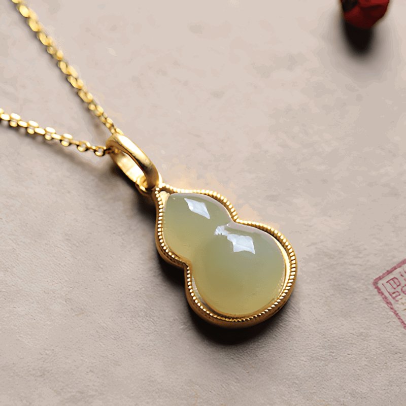 Gourd Jade Necklace | Jade Jewelry -Silver Necklace -Sterling Silver Necklace - ORIENTGEM
