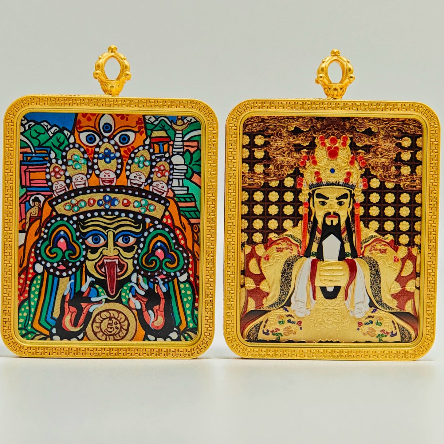 Hand - painted Regon Zashi Lhamo Thangka Necklace - OrientGem