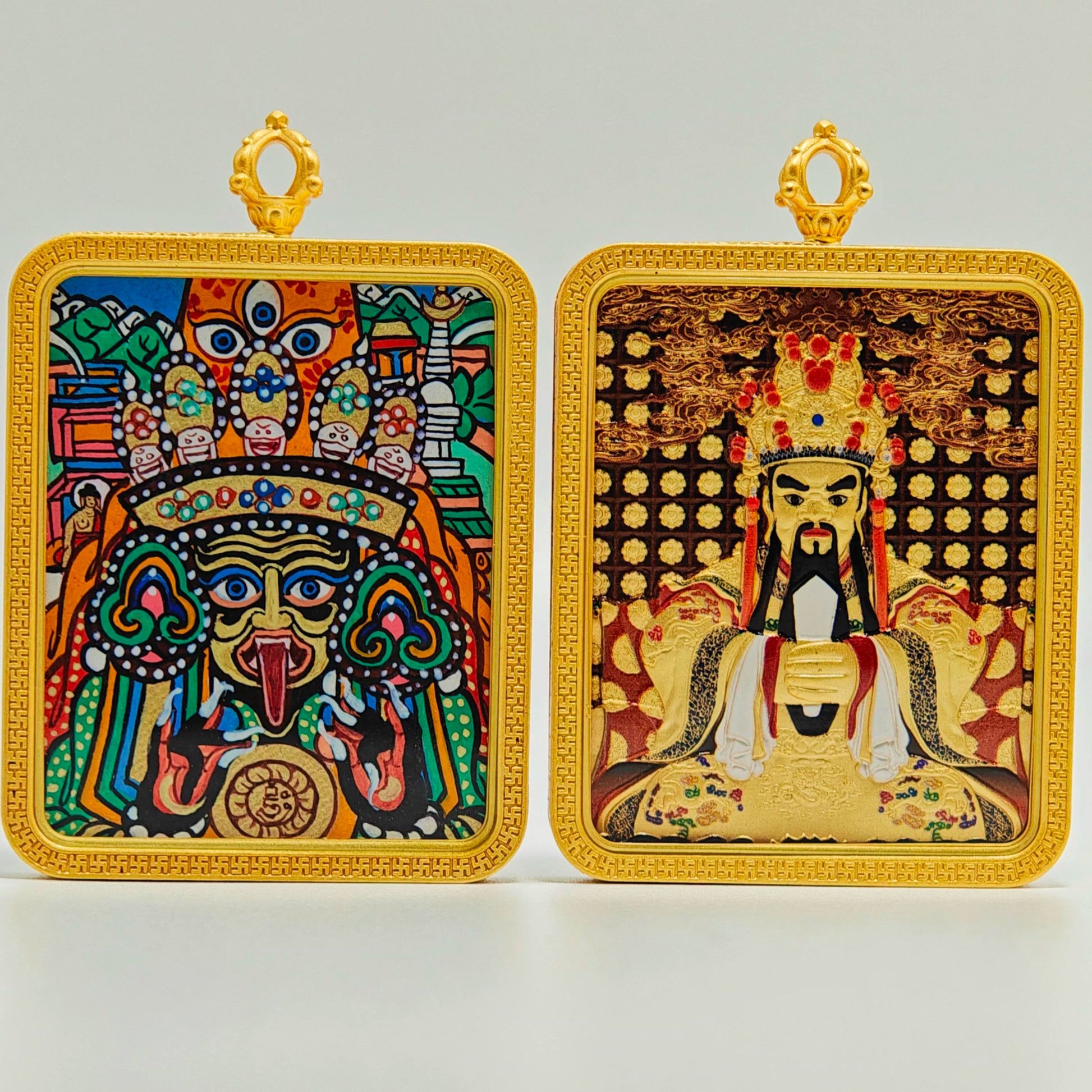 Hand - painted Regon Zashi Lhamo Thangka Necklace - necklace - ORIENTGEM