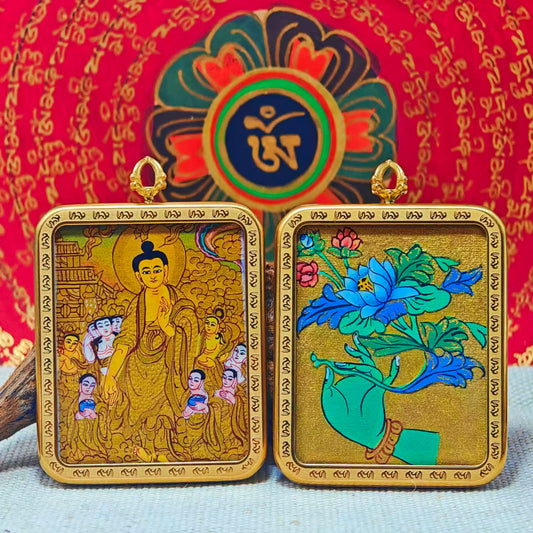 Hand - painted Tibet Sakyamuni Thangka Necklace - necklace - ORIENTGEM