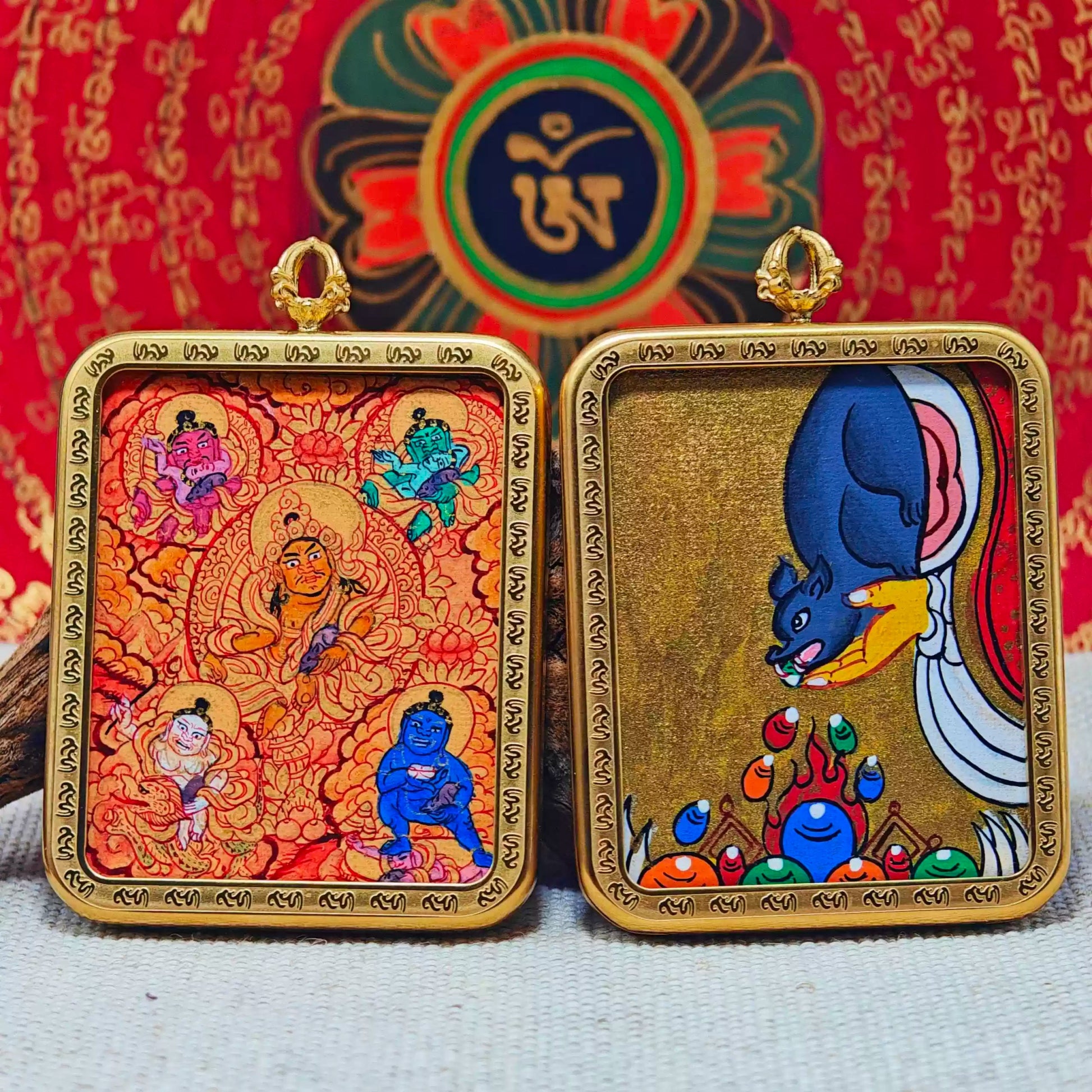 Hand - painted Tibet The God of Wealth Thangka Necklace - necklace - ORIENTGEM