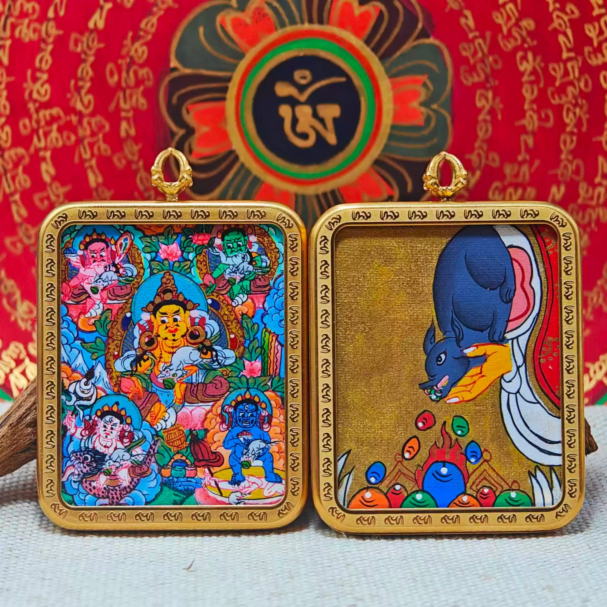 Hand - painted Tibet The God of Wealth Thangka Necklace - necklace - ORIENTGEM