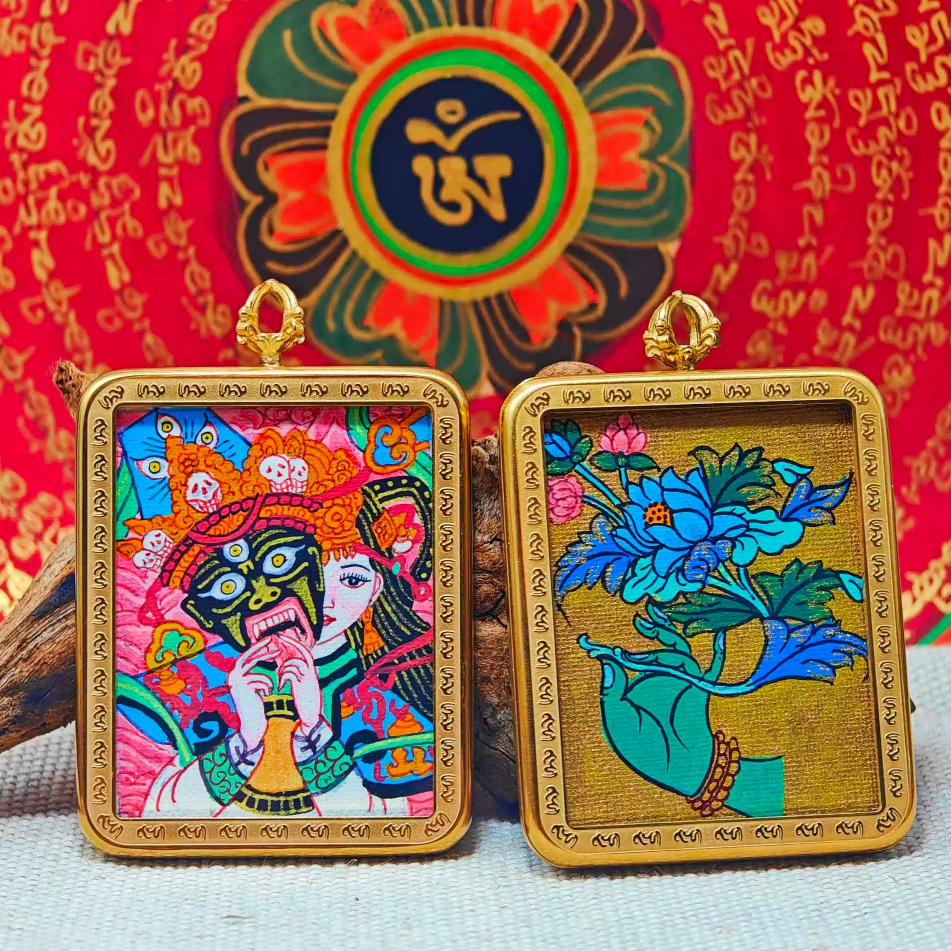 Hand - painted Tibet Zhakiram Thangka Necklace - necklace - ORIENTGEM
