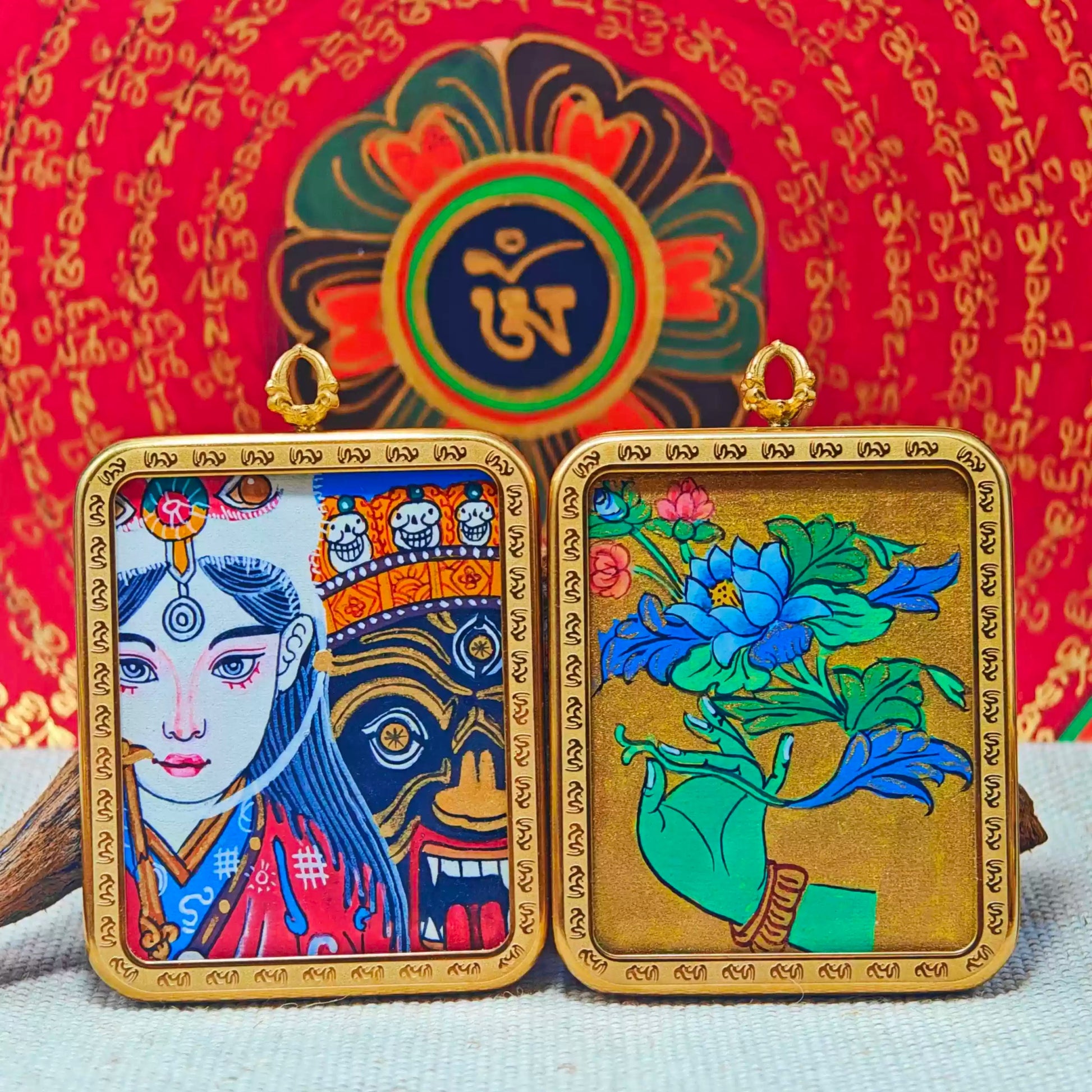 Hand - painted Tibet Zhakiram Thangka Necklace - necklace - ORIENTGEM