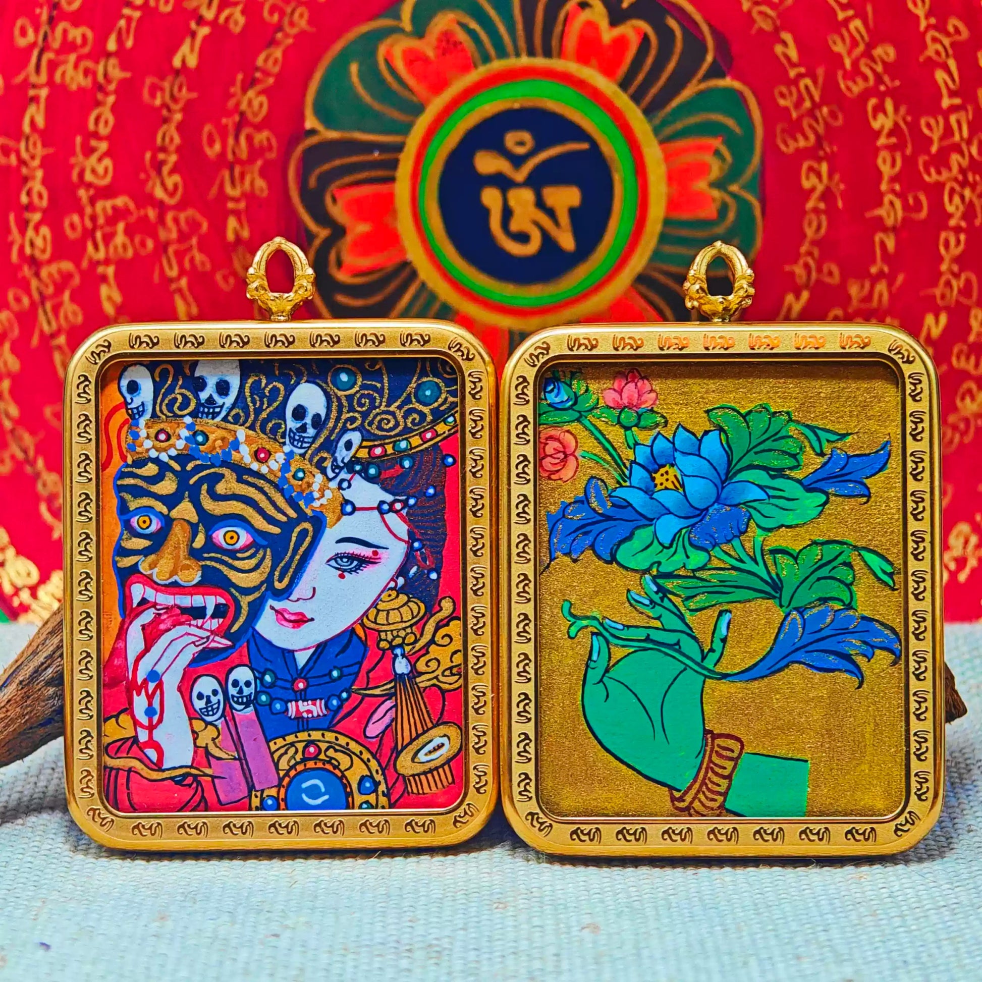 Hand - painted Tibet Zhakiram Thangka Necklace - necklace - ORIENTGEM