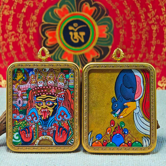 Hand - painted Tibet Zhakiram Thangka Necklace - necklace - ORIENTGEM
