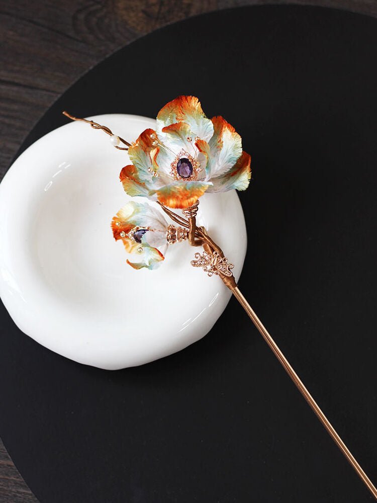 Handmade Intangible Cultural Heritage Velvet Flower Wedding Flower - Hairpin - ORIENTGEM